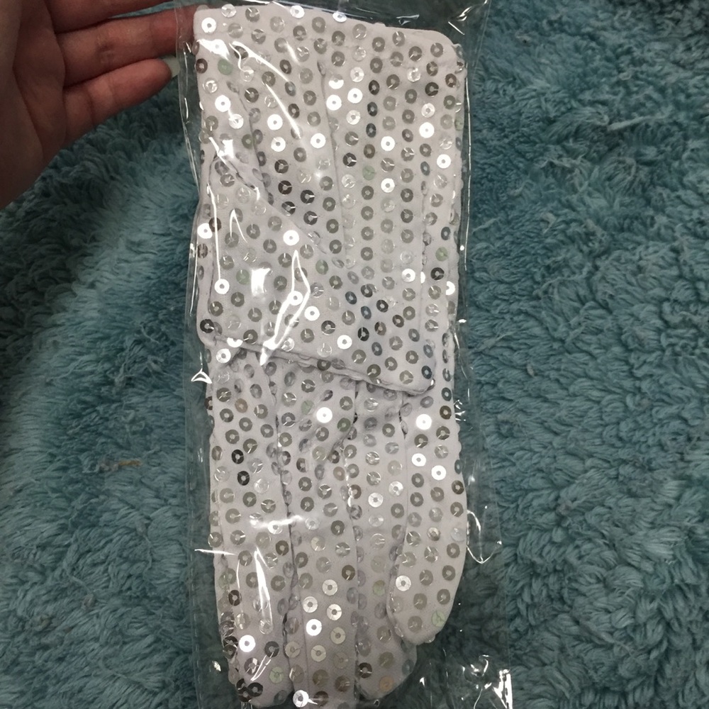 Single costume white silver sequin costume glove - Picture 4 of 12